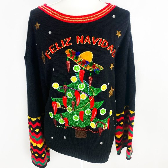 Holiday Time Women's Feliz Navidad Tree Ugly Christmas